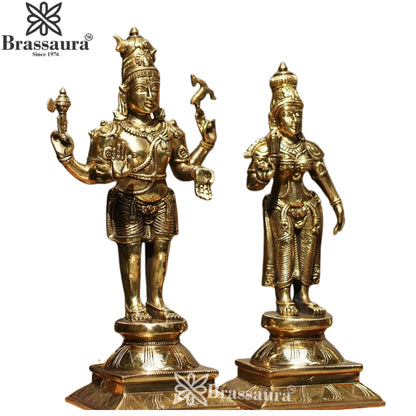 Brass Lord Shiv & Parvati Statue Weight 14 Kg And Height 8 Inch