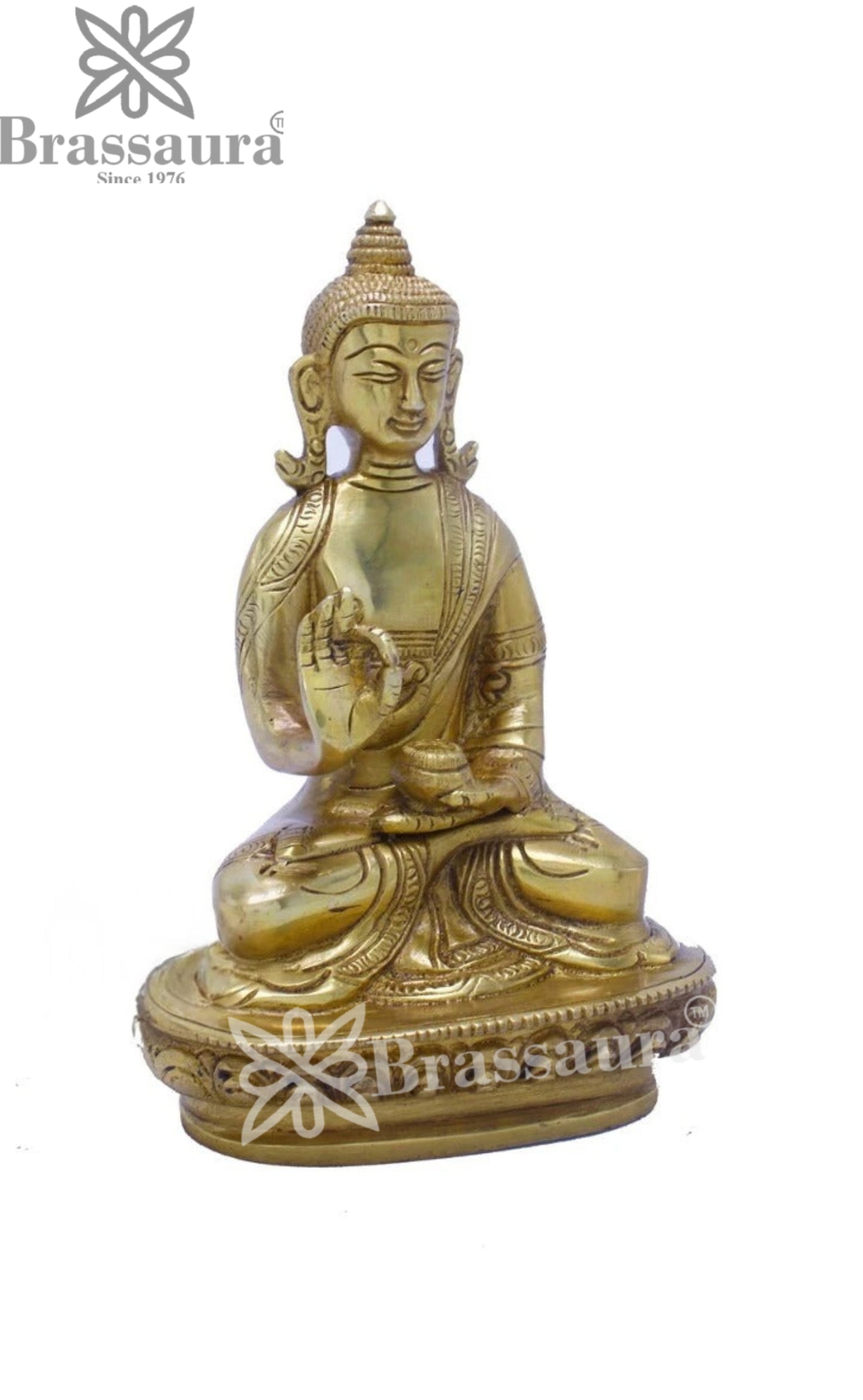 Brass Blessing Buddha Weight 0.95 kg & Height 6.25 Inch