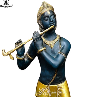 Brass Krishna Murti Weight 14.6 Kg And Height 28.3 Inch