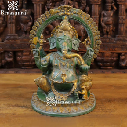 Brass Ring Ganesha Weight 14 Kg & Height 16 Inch