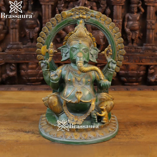 Brass Ring Ganesha Weight 14 Kg & Height 16 Inch