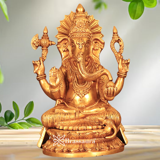 Brass Ganesha Statue Weight 6.5 Kg & Height 11.5 Inch