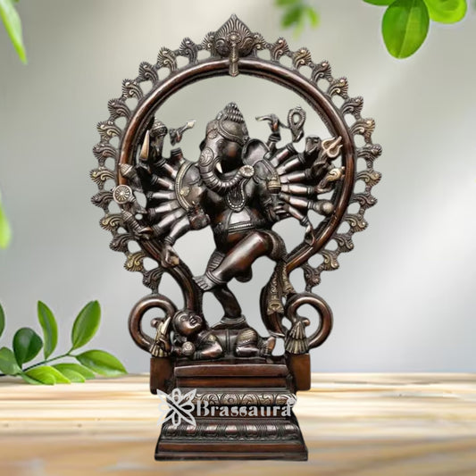 Brass Dancing Ganesha Statue Weight 20.53 Kg And Height 25.2 Inch