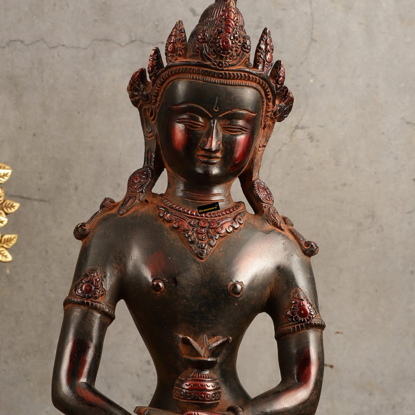 Brassaura™ Pure Brass Blessing Buddha Statue in Green Antique Finish – Height 10.5 Inches, Weight 3.42 Kgs (Copy) (Copy)