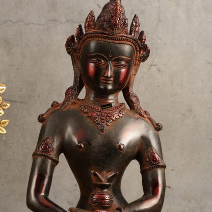 Brassaura™ Pure Brass Blessing Buddha Statue in Green Antique Finish – Height 10.5 Inches, Weight 3.42 Kgs (Copy) (Copy)