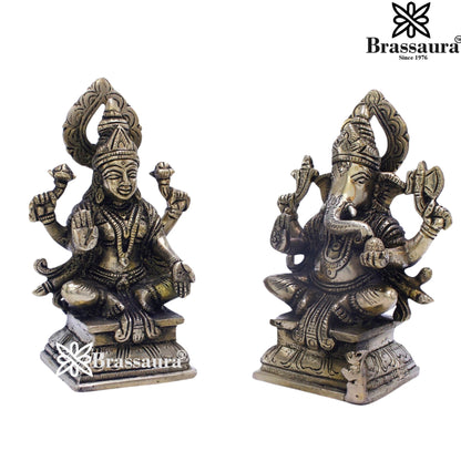 Brass Antique Lakshmi Ganesh Weight 2 Kg & Height 5.5 Inche