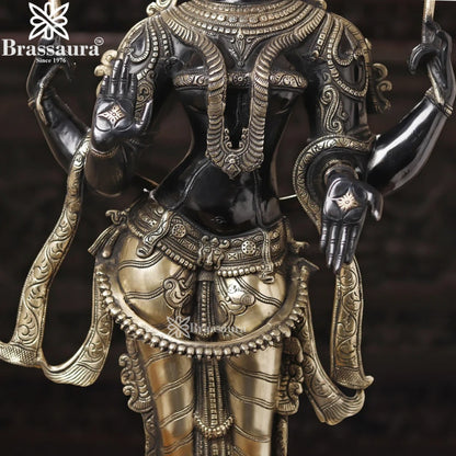 Brassaura™ Elegant Brass Laxmi Murti – Height 39 Inches & Weight 31.48 Kgs | Temple & Home Décor