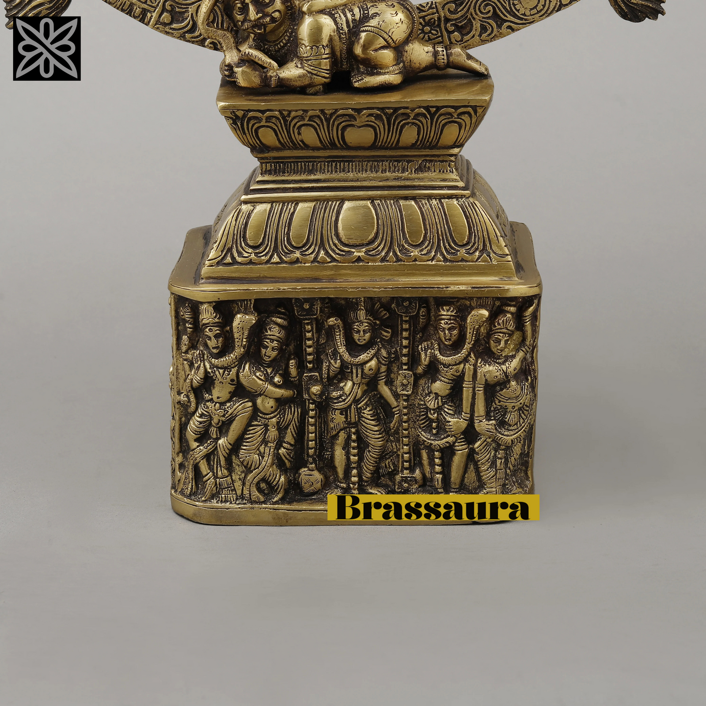 Brassaura™ Brass Nataraja with Parvati Idol – 23 inch | 11.14 kg | Antique Golden Finish | Dancing Shiva & Parvati Statue for Temple & Home Decor