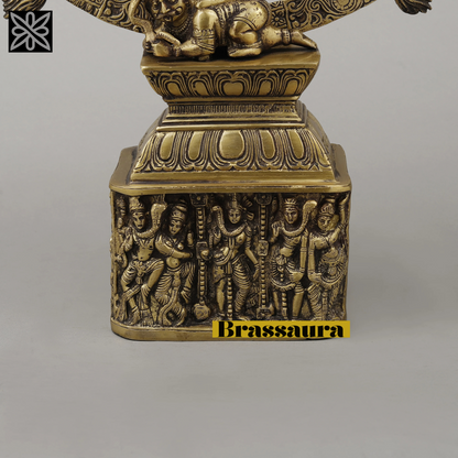 Brassaura™ Brass Nataraja with Parvati Idol – 23 inch | 11.14 kg | Antique Golden Finish | Dancing Shiva & Parvati Statue for Temple & Home Decor