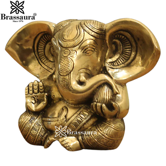 Brassaura® Bal Ganesh Mini Brass Idol | Compact Blessing Form | Height 5 Inches