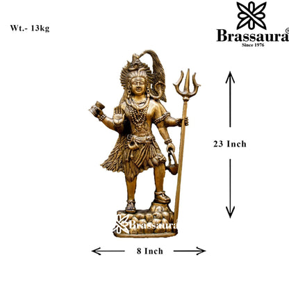 Brassaura™ Brass Lord Shiva Murti – Height 23 Inches & Weight 13 Kgs | Puja Idol for Temple & Gifting