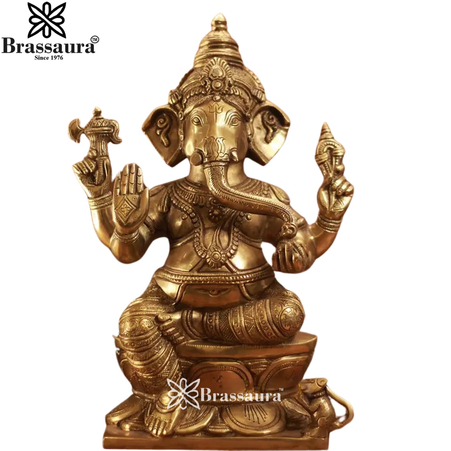 Brass Ganesha Statue Weight 5.35 Kg And Height 12.5 Inch