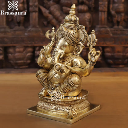 Brass Ganesha Weight 6.62 Kg & Height 12.5 Inch