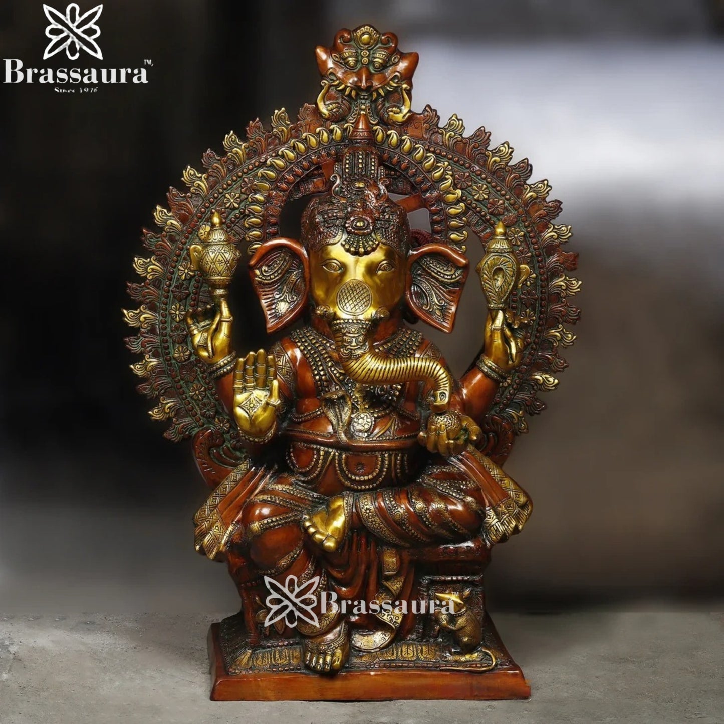 Brass Ring Ganesha Weight 145 Kg & Height 51 Inch