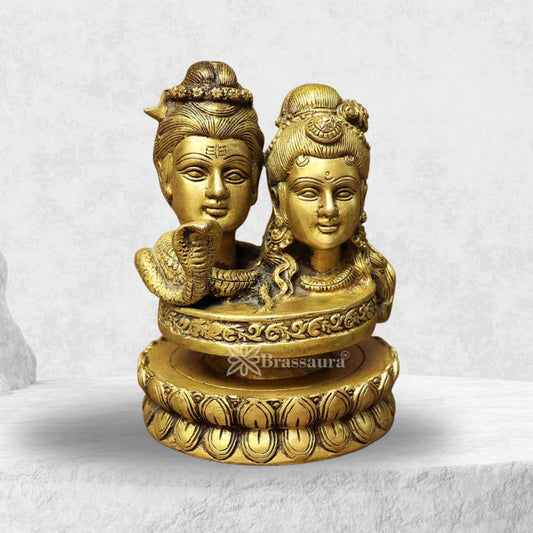 Brass Shiv & Parvati Shivling Statue Weight 2.7 Kg And Height 7 Inch