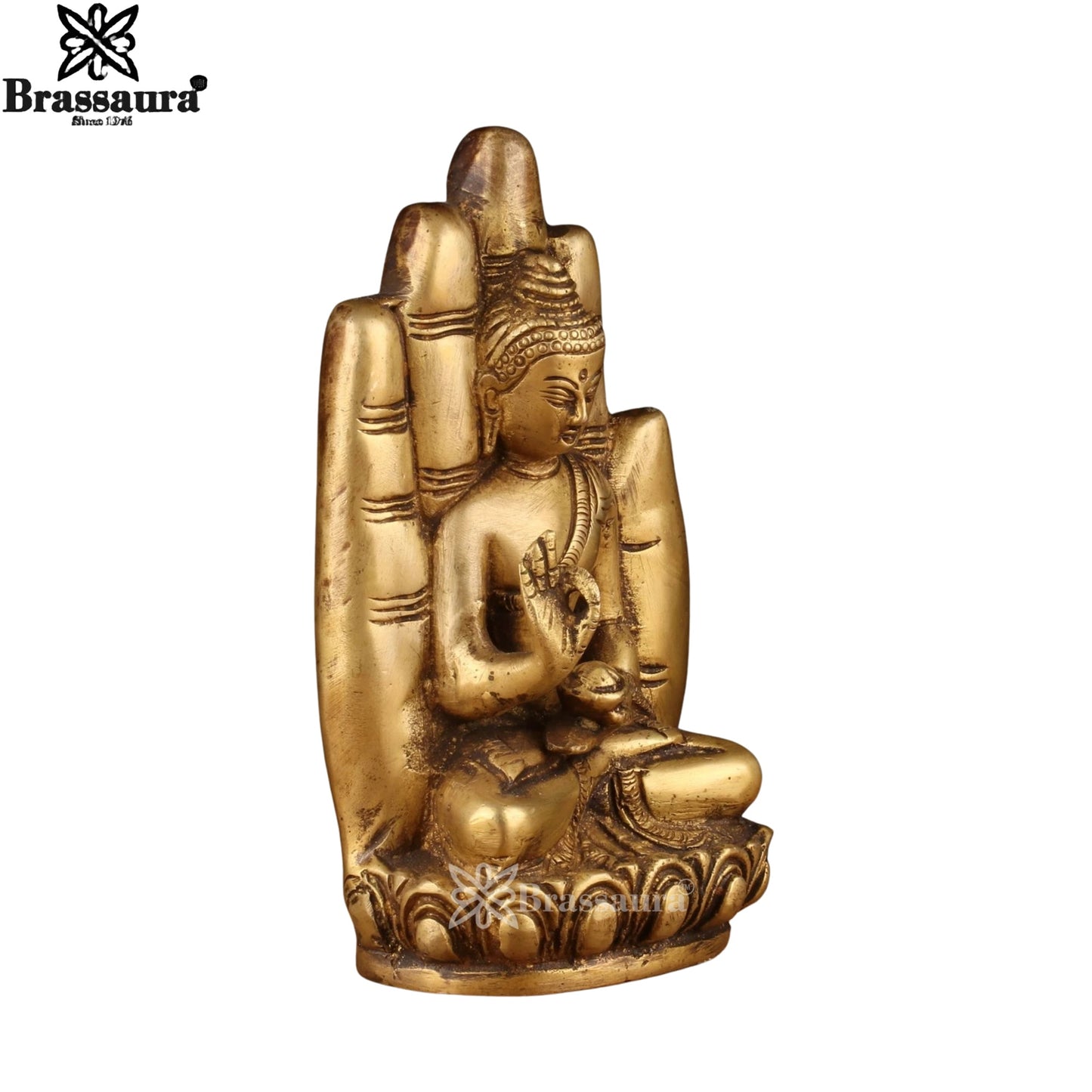 Brass Blessing Artistic Setting On Hand Buddha Weight 1.2 kg & Height 6 Inch