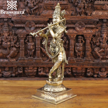 Brass Royal Gold Krishna Murti Weight 17 Kg And Height 28.5 Inch