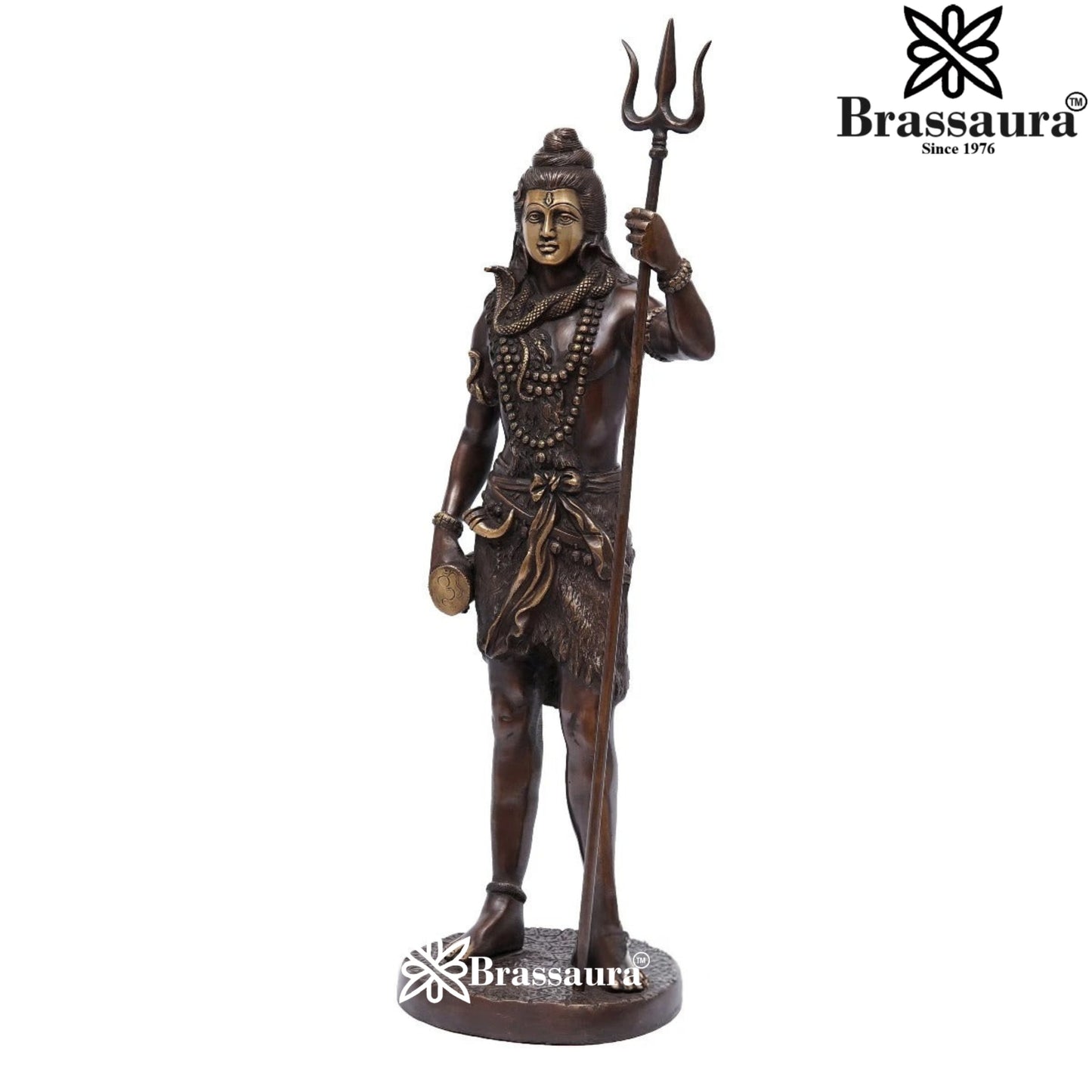 Brassaura™ Premium Brass Shiva Idol – Height 26 Inches & Weight 11 Kgs | Traditional Temple Statue