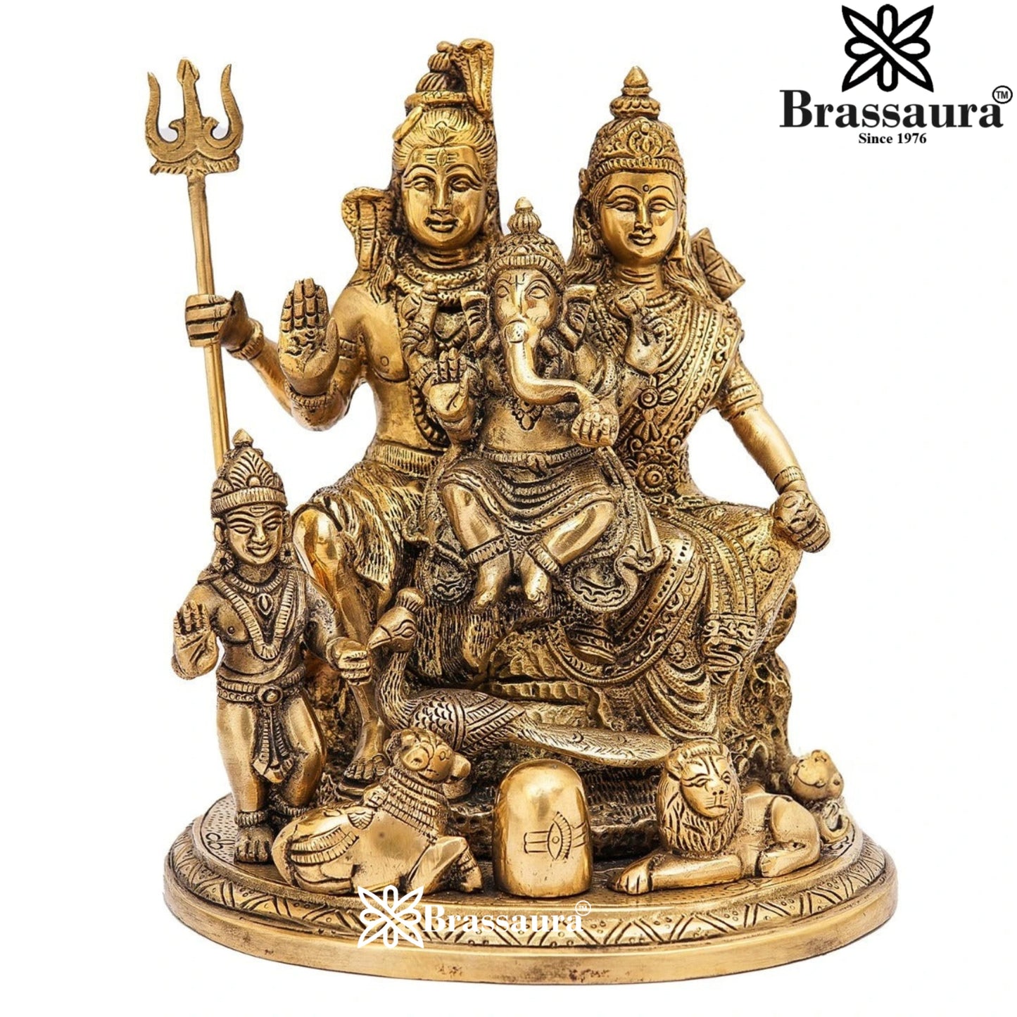 Brass Antique Shiv Family  Weight 5 Kg & Height 9 Inch