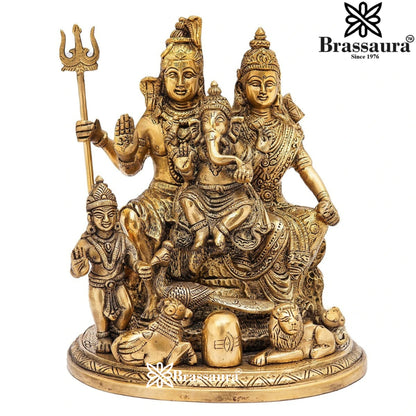 Brass Antique Shiv Family  Weight 5 Kg & Height 9 Inch