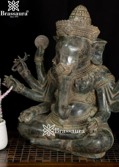 Bronze Ganesha Statue Weight 3.1 Kg And Height 13.5 Inch