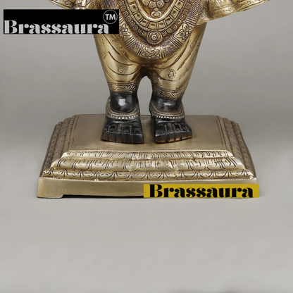 BrassAura™ Brass Krishna as Srinath – Golden & Black Patina Finish | Height 32 Inch | Weight 29.04 Kg