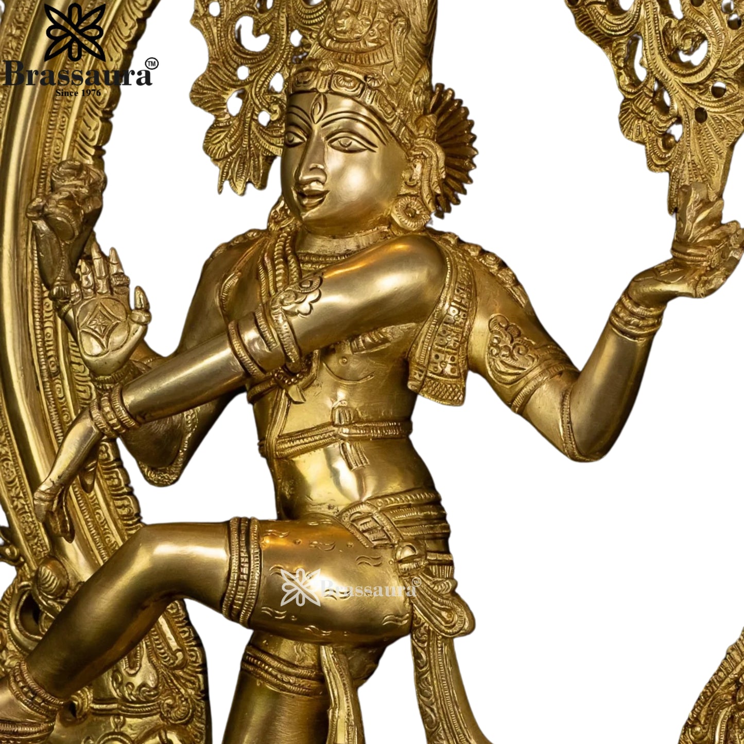 Brass Patina Gold Dancing Natraj Statue Weight 16.3 Kg And Height 26 Inch