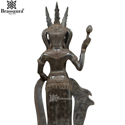 Bronze Combodian Apsara Statue Weight 4.7 Kg And Height 22 Inch