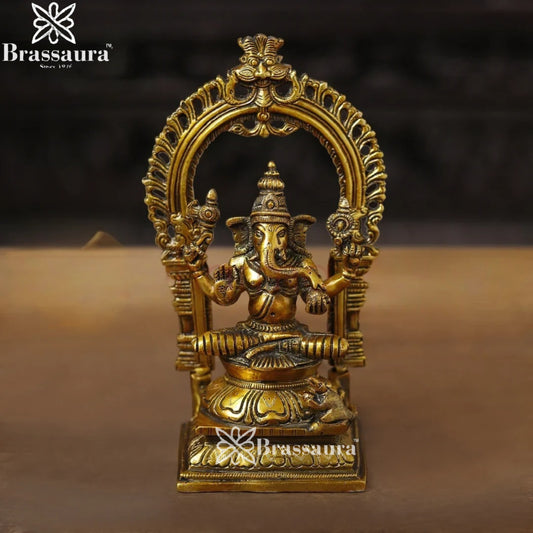 Brass Superfine Ring Ganesha Weight 2.7 Kg & Height 9.5 Inch