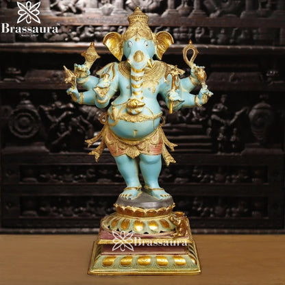 Brass Standing Ganesha Weight 45.7 Kg & Height 36 Inch