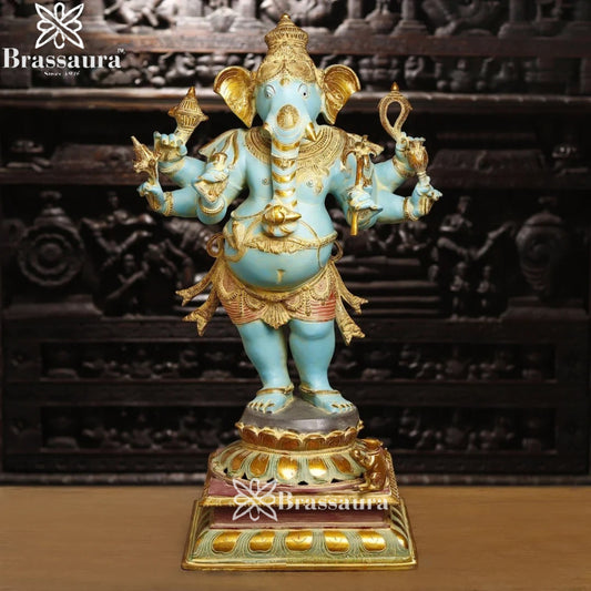 Brass Standing Ganesha Weight 45.7 Kg & Height 36 Inch