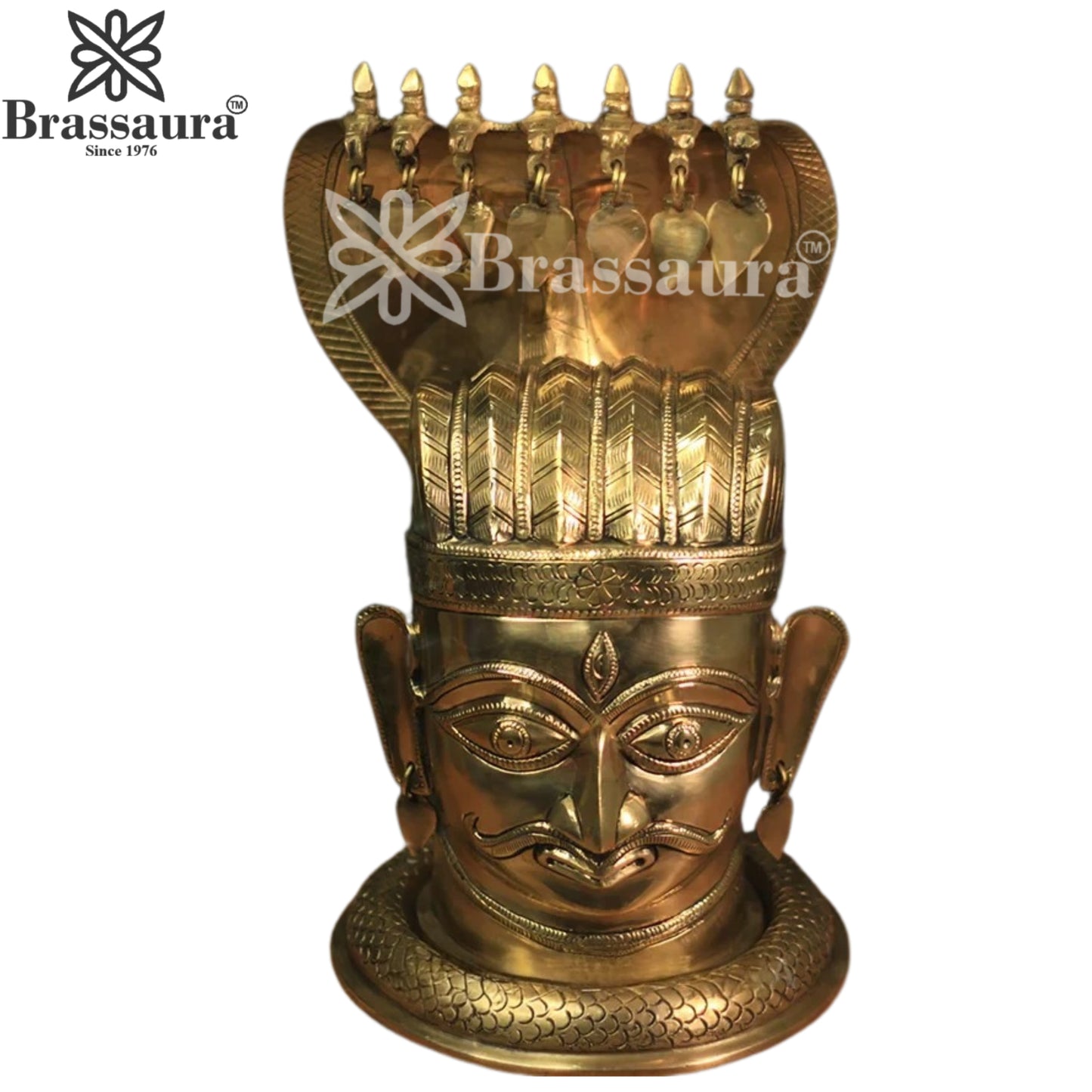 Brass Shiva Mukhlingam With Naagraaj Statue Weight 8.7 Kg And Height 13 Inch