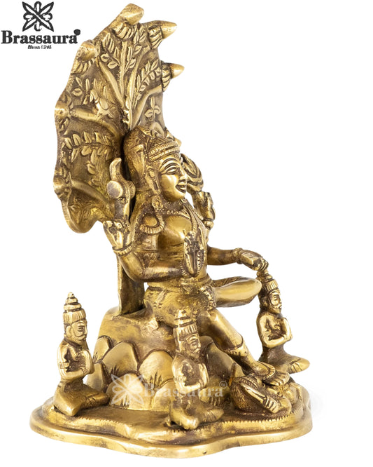 Brassaura® Dakshinamurthy Shiva Brass Statue | Antique Finish | Height 9 Inches