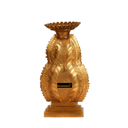 Brassaura™ Brass Buddha Candle Stand – Height 12 Inches | Weight 3.5 Kgs | Home & Meditation Decor