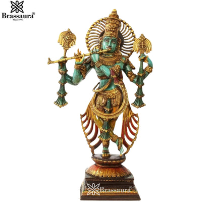 Brass Vintage Krishna Murti Weight 25.2 Kg And Height 31 Inch