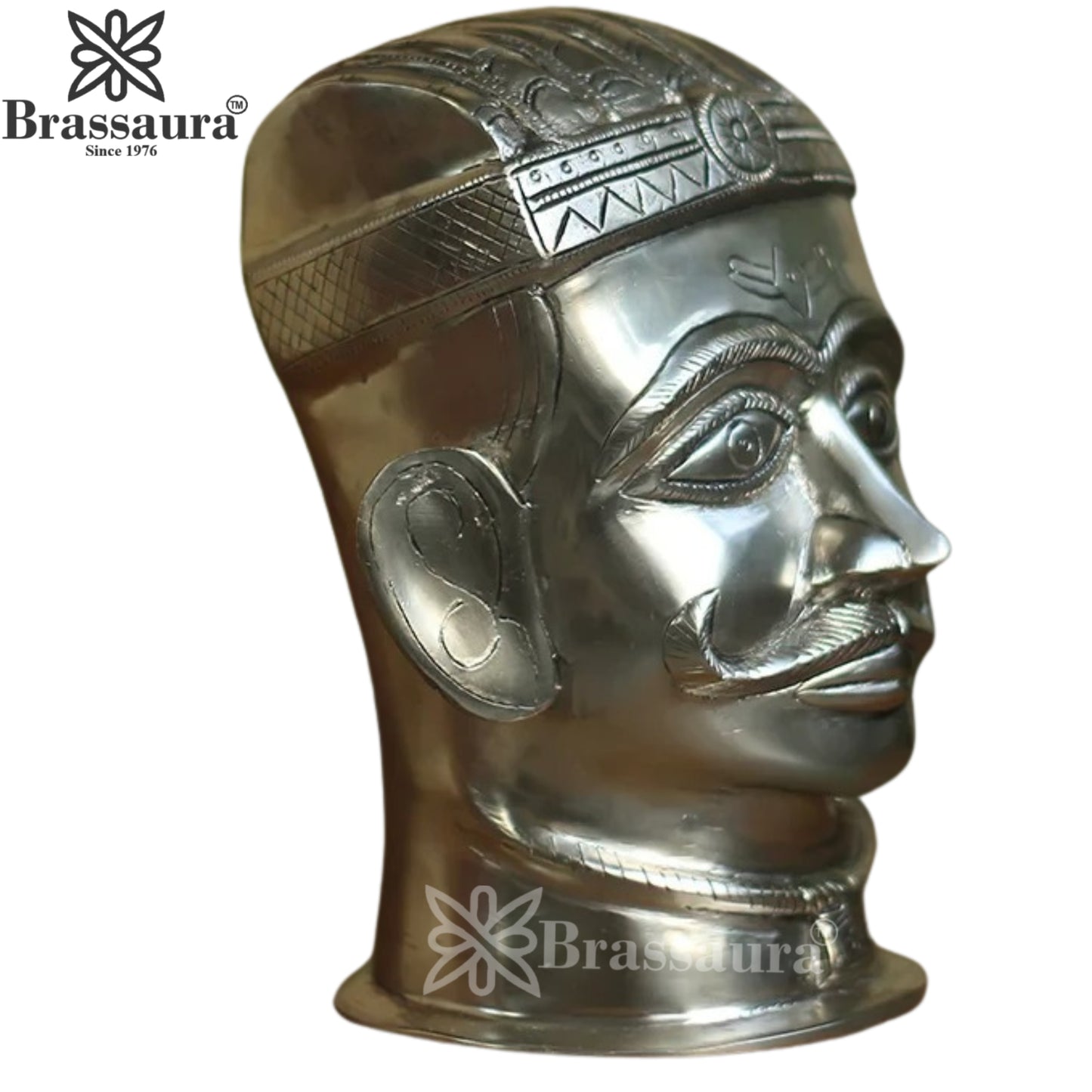 Brass Silver Shiva Mukhlingam Statue Weight 4.6 Kg And Height 8.5 Inch
