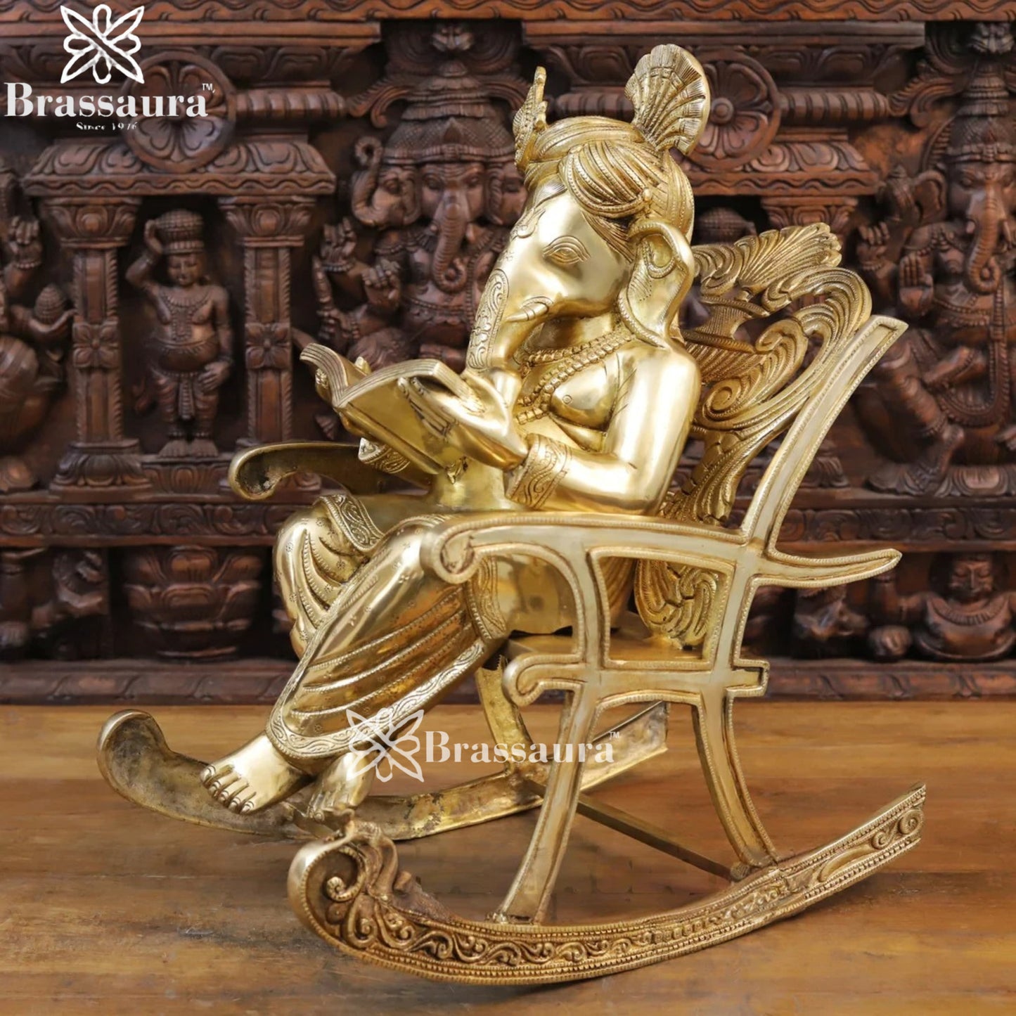 Brass Ganesha With Chair Weight 24.3 Kg & Height 23 Inch