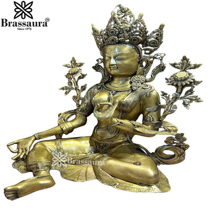Brass Patina Tara Weight 22.9 Kg & Height 27 Inch