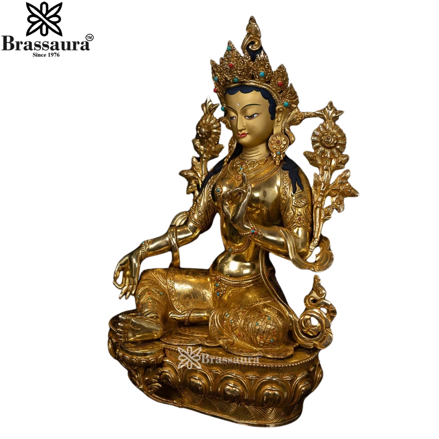 Copper Gold Tara Statue Weight 9.9 Kg And Height 19.5 Inch