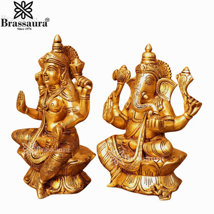 Brass Lakshmi Ganesh Murti Weight 4 Kg And Height 11 Inch