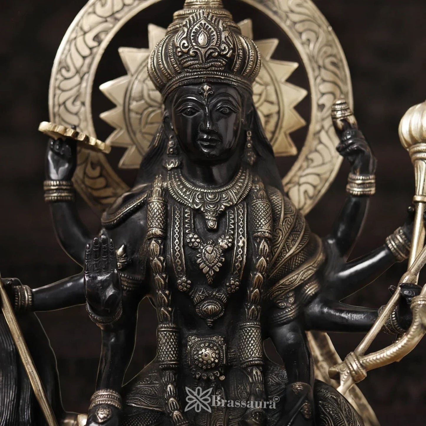 Brass Durga For Home And Décor And Gift Items Weight 19.61 kg Height 17 Inch