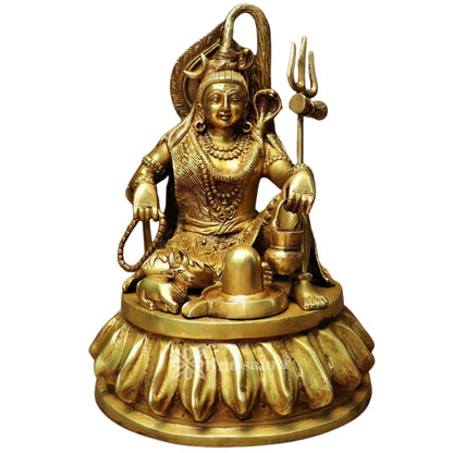 Brassaura™ Brass Shiva Idol – Height 12 Inches & Weight 7 Kgs | Sacred Home Décor