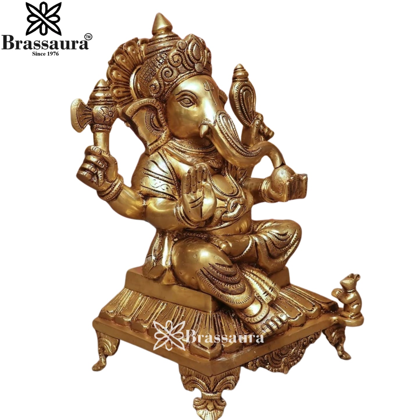 Brass Super fine Ganesha Weight 10.5 Kg & Height 13 Inch