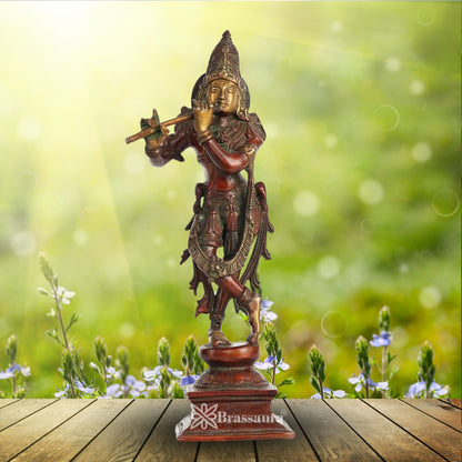 Brass Antique Krishna Murti Weight 2.3 Kg And Height 12 Inch
