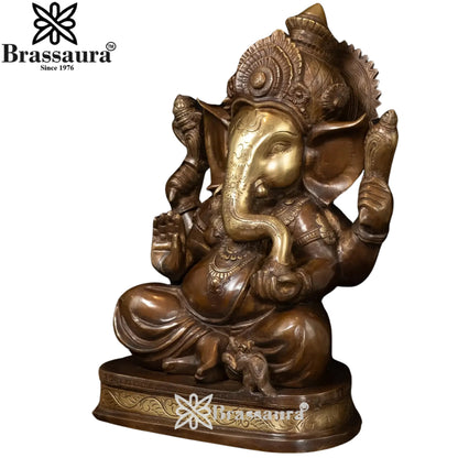 Brass Ganesha Statue Weight 11.5 Kg And Height 14 Inch
