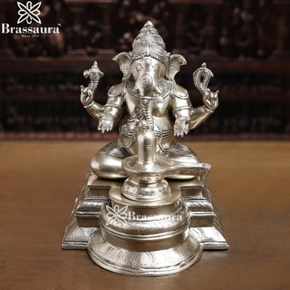 Brass Ganesha & Shivling Weight 15.8 Kg & Height 14.5 Inch