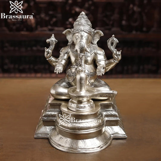 Brass Ganesha & Shivling Weight 15.8 Kg & Height 14.5 Inch