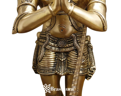 Brassaura™ Brass Sankat Mochan Hanuman Murti – Height 21.5 Inches & Weight 8.92 Kgs| Spiritual Gifting