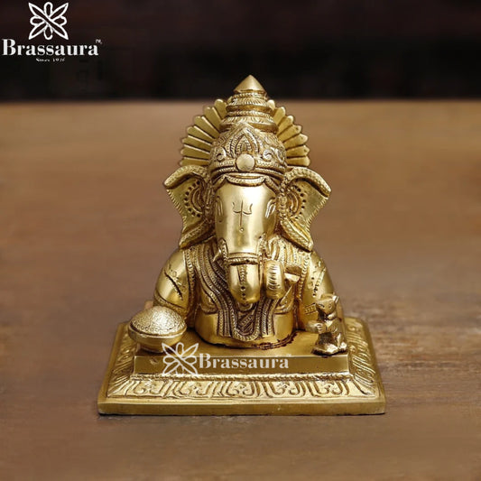 Brass Ganesha Brust Weight 2.3 Kg & Height 5.5 Inch