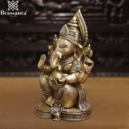 Brass Ganesha Weight 10.8 Kg & Height 15 Inch